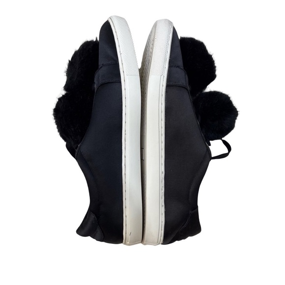 J/Slides NYC Alpha Satin Pom Poms Sneaker Black Lace Up Size 8.5 Platform - Picture 7 of 11